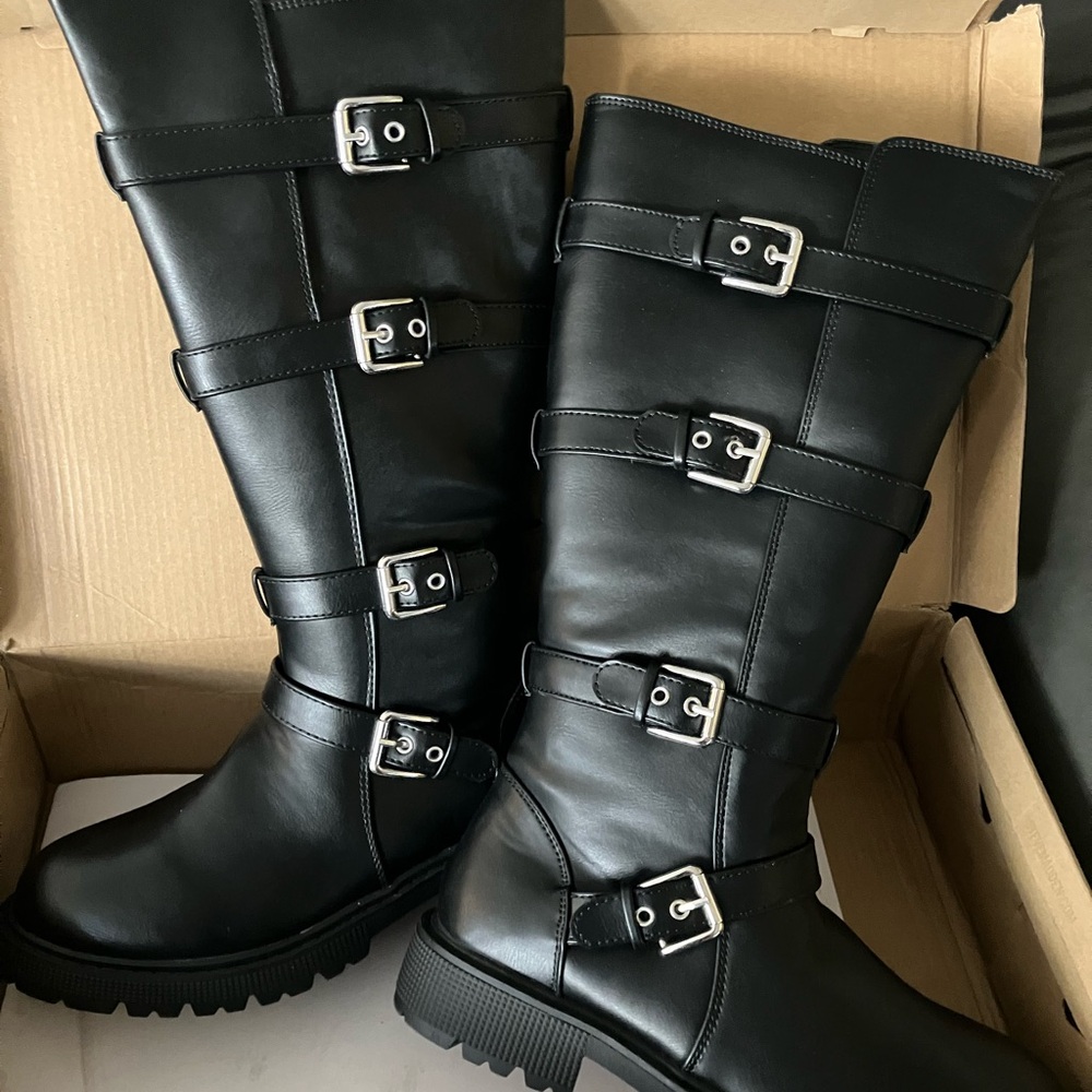 Steve Madden Black Multi-Buckle Kids Boots
